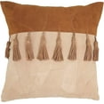 thumbnail image 1 of Boho Patchwork Leather Tassel Poly Filled Pillow, 1 of 4