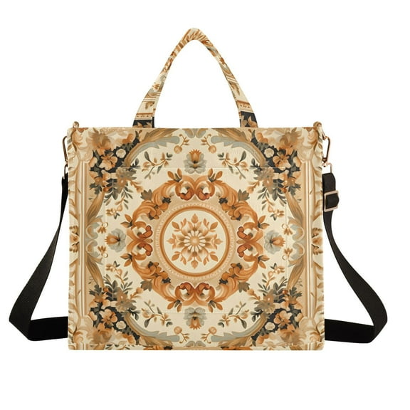 Boho Pattern Bohomia Corduroy Tote Bag Handbag Large Messenger Bag Shoulder Crossbody Zipper Bag Purse