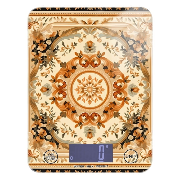 Boho Pattern Bohomia Food Scale Digital Kitchen Scale Waterproof Tempered Glass Tare Function 11 lb for Baking Cooking Meal Prep