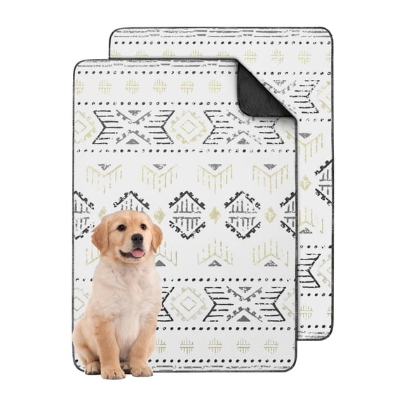 Boho Pattern Pet Housebreaking Pad, Large 24x36 Inch Washable Reusable Mat with Stay-Put Base, Highly Absorbent Dog Pad for Indoor Floor Protection