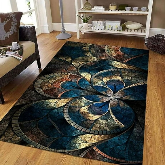Boho Pattern Themed Area Rug For Living Room Bedroom, Modern Abstract Style Soft Washable Carpet, Indoor Decorative Rug With Non-Slip Backing 4 x 6ft