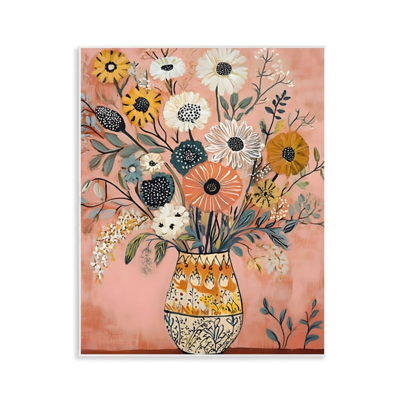 Stupell Industries Boho Patterned Bouquet Vase Wall Plaque Art, design by Creative Studio, 14 x 11