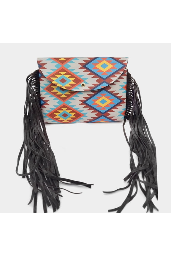 Boho Patterned Faux Leather Suede Tassel Fanny Pack / Belt / Crossbody Bag