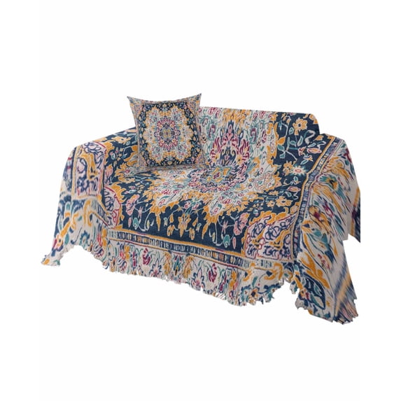 Boho Patterned Floral Sofa Couch Covers for Dogs,Washable Sofa Throw Cover Single Slipcovers for Armchair,Bohemian Abstract Indian Tribal Aesthetic Couch Protector Towel Blanket Medium 71x91