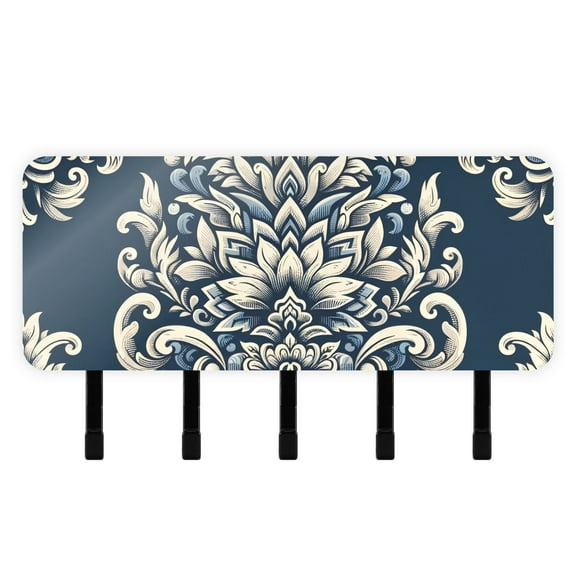 Boho Patterns Totems Mail Holder Organizer Wall Mount with Shelf Key Holder Key Rack with 5 Key Hooks for Wall Decorative