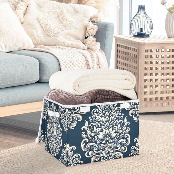 Boho Patterns Totems Storage Basket Foldable Laundry Basket Shelf Kids Toy Storage Container Organizer with Handles