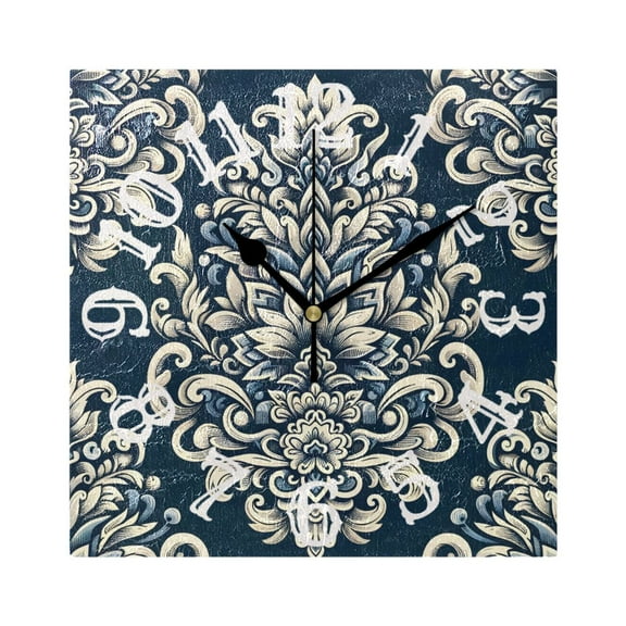 Boho Patterns Totems Wall Clock Square Silent Non Ticking Battery Operated Clock for Home Bathroom Kitchen Bedroom Living Room