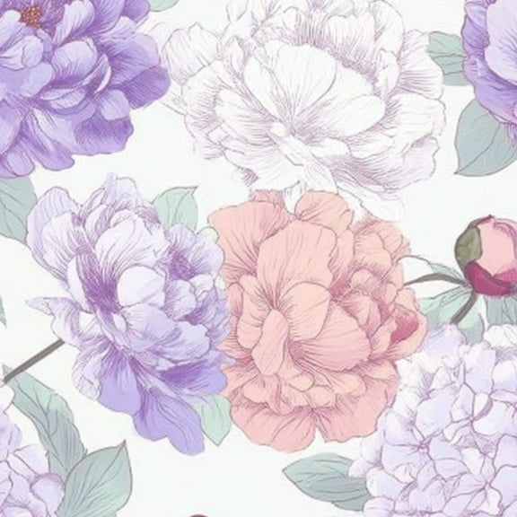 Boho Peel and Stick Wallpaper 17.7in x 9.8ft Seamless Peony Hydrangea Floral Pastel Lavender Peach Tones Contact Paper Vinyl Self-Adhesive Removable Wall Paper for Bedroom Bathroom Renter Friendly