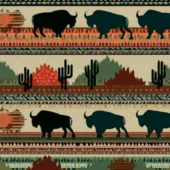 Boho Peel and Stick Wallpaper 17.7in x 9.8ft Southwestern Buffalo Desert Landscape Cacti Mountains Contact Paper Self-Adhesive Removable Wall Paper for Bedroom Kitchen Cabinet Renter Friendly