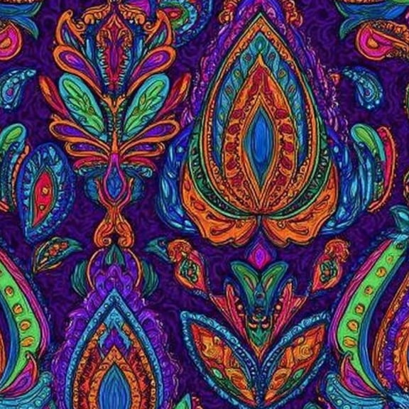 Boho Peel and Stick Wallpaper 17.7in x 9.8ft Vibrant Psychedelic Paisley Neon Colors Purple Contact Paper Vinyl Waterproof Self Adhesive Wall Paper for Bedroom Shelf Cabinet Renter Friendly