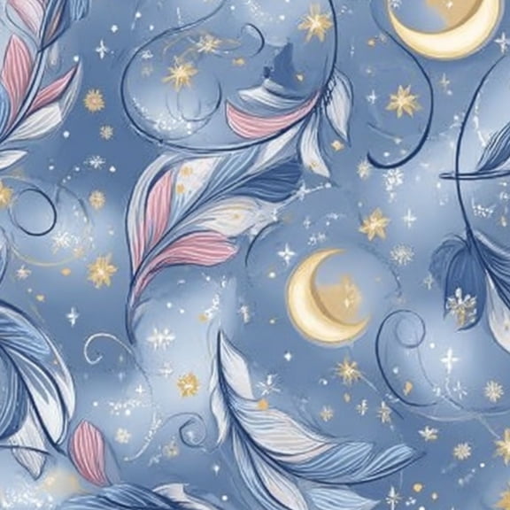 Boho Peel and Stick Wallpaper 17.7in x 9.8ft Whimsical Feather Moon Floral Gold Accents Blue Contact Paper Vinyl Self-Adhesive Removable Wall Paper for Bedroom Nursery Decor Renter Friendly