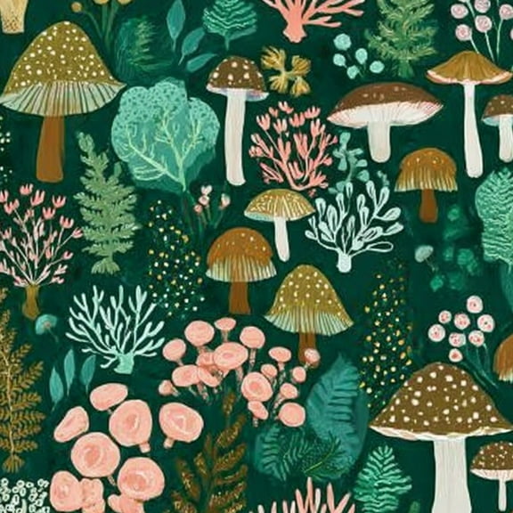 Boho Peel and Stick Wallpaper 17.7in x 9.8ft Whimsical Forest Mushrooms Botanical Green Pink Contact Paper Vinyl Waterproof Self Adhesive Wall Paper for Bedroom Shelf Cabinet Renter Friendly