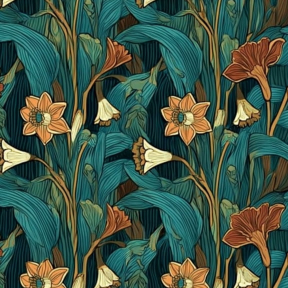 Boho Peel and Stick Wallpaper 23.6in x 9.8ft Art Nouveau Floral Teal Leaves Orange Flowers Contact Paper Vinyl Self-Adhesive Removable Wall Paper for Bedroom Apartment Decor Renter Friendly