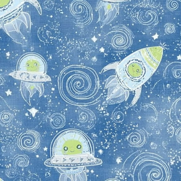 Boho Peel and Stick Wallpaper 23.6in x 9.8ft Cute Cartoon Space Theme Green Aliens UFOs Rockets Blue Contact Paper Vinyl Waterproof Self Adhesive Wall Paper for Bedroom Nursery Cabinet