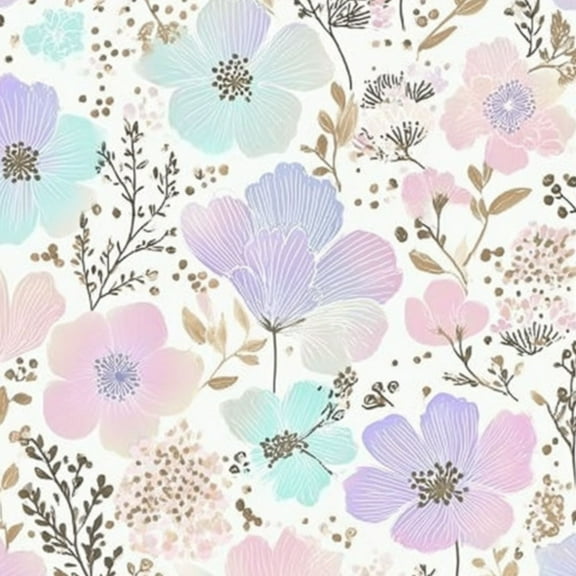 Boho Peel and Stick Wallpaper 23.6in x 9.8ft Pastel Floral Seamless Delicate Blooms Botanical Elements Contact Paper Vinyl Self-Adhesive Removable Wall Paper for Bedroom Bathroom Renter Friendly