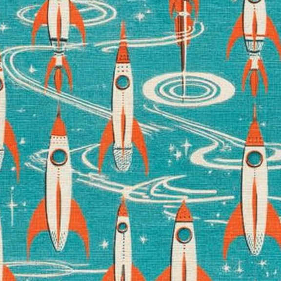 Boho Peel and Stick Wallpaper 23.6in x 9.8ft Retro Space Rockets Swirling Stars Vibrant Teal Orange Contact Paper Vinyl Waterproof Self Adhesive Wall Paper for Bedroom Nursery Cabinet