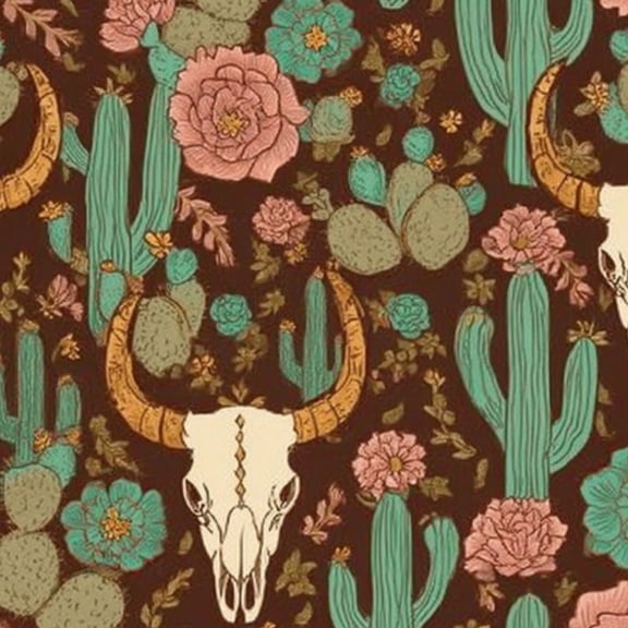 Boho Peel and Stick Wallpaper 23.6in x 9.8ft Western Desert Skull Cactus Floral Vintage Style Contact Paper Vinyl Self-Adhesive Removable Wall Paper for Bedroom Kitchen Cabinet Renter Friendly