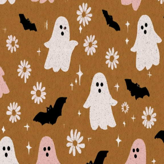 Boho Peel and Stick Wallpaper Cute Ghosts Bats Flowers Sparkles Brown Contact Paper 17.7in x 9.8ft Wallpaper Removable Self Adhesive Wall Paper for Girls Bedroom Nursery Cabinets