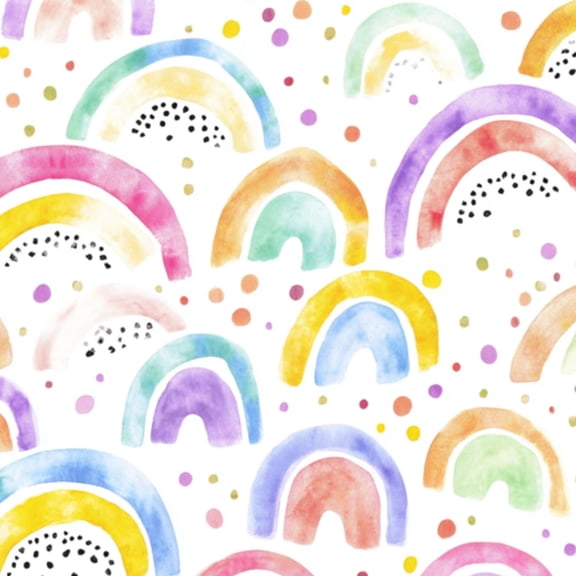Boho Peel and Stick Wallpaper Cute Watercolor Rainbows Polka Dots Seamless Pastel Colors Wall Mural 23.6in x 9.8ft Self Adhesive Removable Wall Paper Renter Friendly Wallpaper for Nursery Bedroom