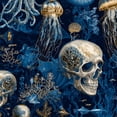 thumbnail image 1 of Boho Peel and Stick Wallpaper Dark Ocean Depths Skulls Jellyfish Sea Creatures Wall Mural 17.7in x 9.8ft Self Adhesive Removable Wall Paper Renter Friendly Wallpaper for Bedroom Kitchen Farm, 1 of 8