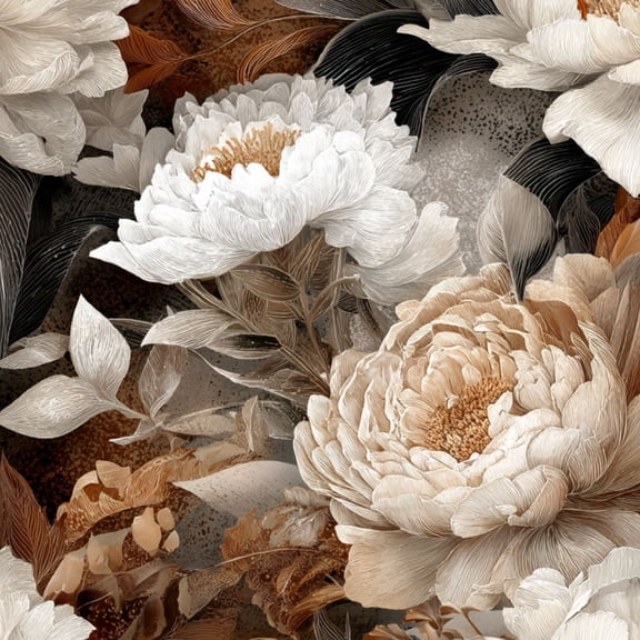 Boho Peel and Stick Wallpaper Delicate White Brown Floral Watercolor Dark Wall Mural 23.6in x 9.8ft Self Adhesive Flower Contact Paper Botanical Decor for Bathroom Vinyl