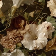 Boho Peel and Stick Wallpaper Delicate White Flowers Surrounded by Dark Vines Foliage Art Print Wall Mural 17.7in x 9.8ft Self Adhesive Flower Contact Paper Botanical Decor for Bathroom Vinyl