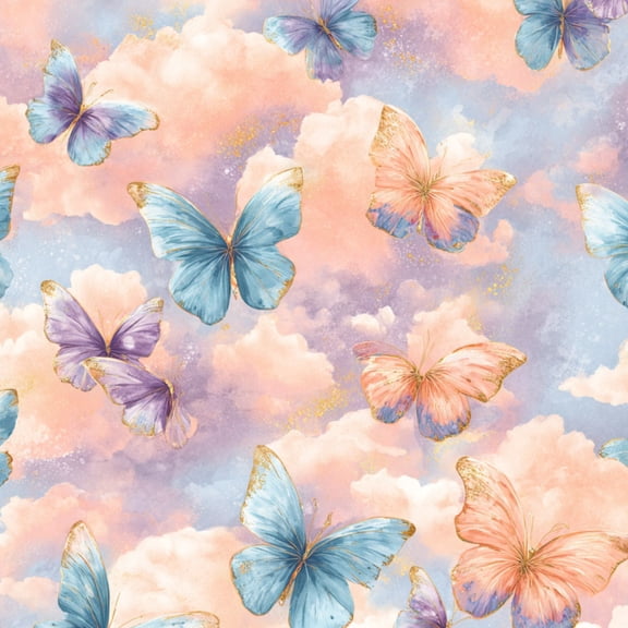 Boho Peel and Stick Wallpaper Ethereal Pastel Butterflies Candy Cloud Sky Aesthetic Wall Mural 17.7in x 9.8ft Self Adhesive Removable Wall Paper Renter Friendly Wallpaper for Nursery Bedroom