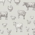 thumbnail image 1 of Boho Peel and Stick Wallpaper Farm Animals Sketches Cows Hens Sheep Vintage Wall Mural 23.6in x 9.8ft Self Adhesive Removable Wall Paper Renter Friendly Wallpaper for Bedroom Kitchen Farm, 1 of 8