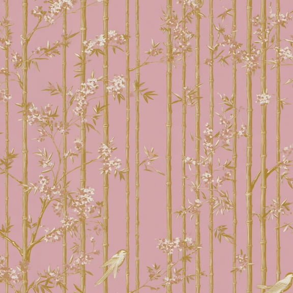 Boho Peel and Stick Wallpaper Floral Bamboo Birds Pink Wall Mural 23.6in x 9.8ft Self Adhesive Removable Wall Paper Renter Friendly Wallpaper for Bedroom Kitchen Farm