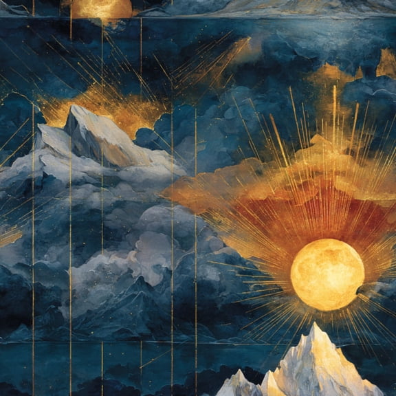 Boho Peel and Stick Wallpaper Golden Light Snowy Peaks Fairytale Style Mountain Wall Mural 17.7in x 9.8ft Self Adhesive Removable Wall Paper Renter Friendly Wallpaper for Nursery Bedroom Cabinets