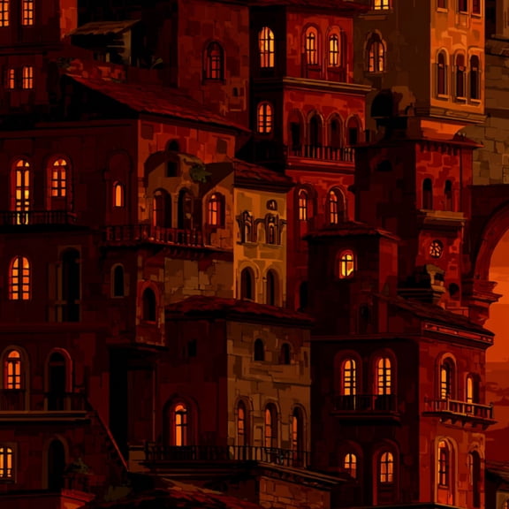 Boho Peel and Stick Wallpaper Golden Red Glowing City Under Mystical Horizon Wall Mural 17.7in x 9.8ft Self Adhesive Removable Wall Paper Renter Friendly Wallpaper for Nursery Bedroom Cabinets