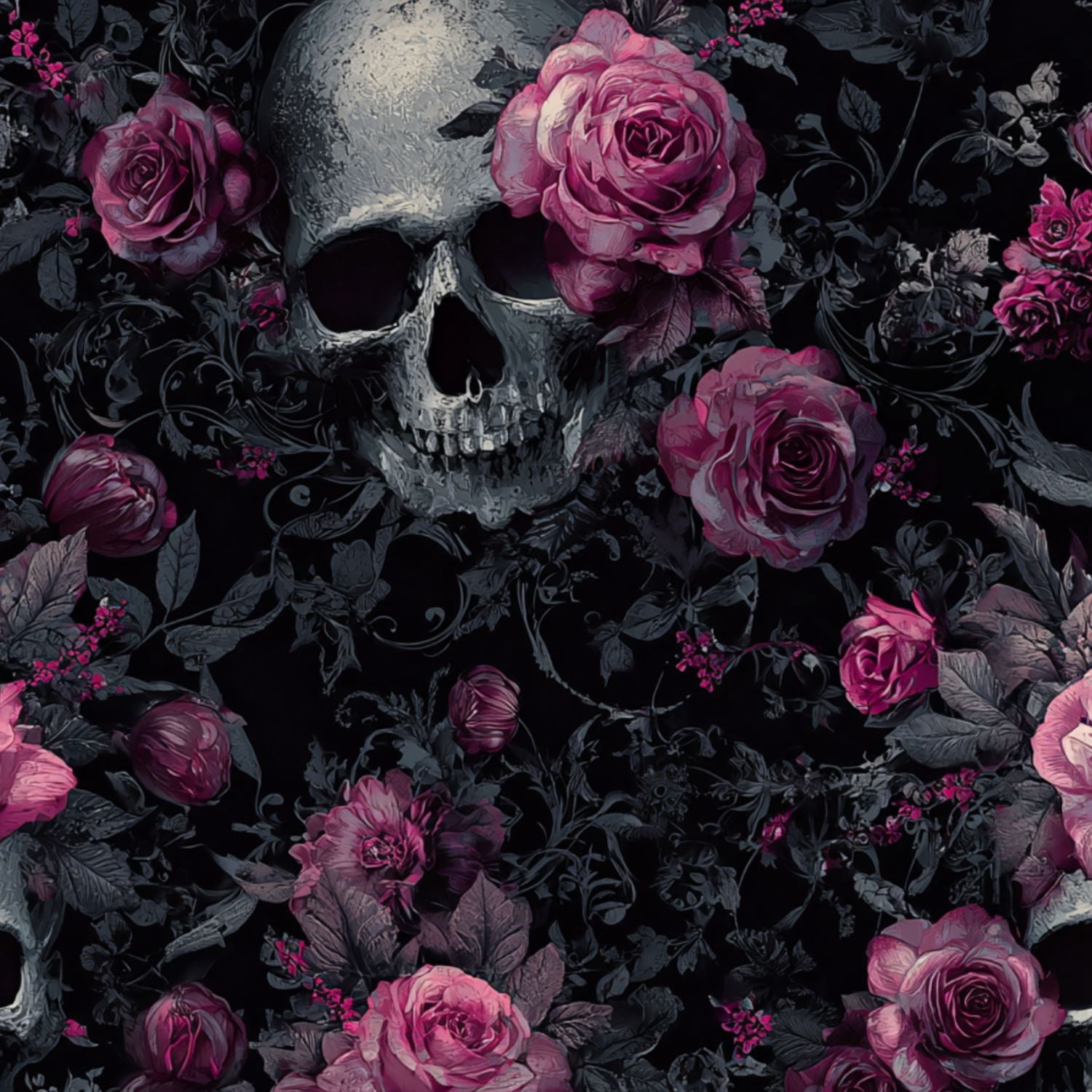 Boho Peel and Stick Wallpaper Gothic Skull Roses Dark Floral Wall Mural 17.7in x 9.8ft Self Adhesive Removable Wall Paper Renter Friendly Wallpaper for Bedroom Kitchen Farm