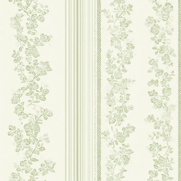 Boho Peel and Stick Wallpaper Green Floral Stripes Delicate Leaves Decorative Wall Mural 17.7in x 9.8ft Self Adhesive Removable Wall Paper Renter Friendly Wallpaper for Bedroom Kitchen Farm