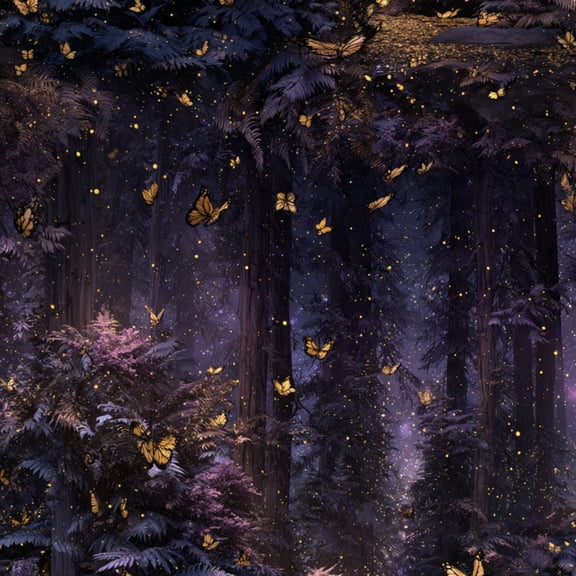 Boho Peel and Stick Wallpaper Magical Butterflies Lighting Dark Forest Path Golden Glow Wall Mural 17.7in x 9.8ft Self Adhesive Removable Wall Paper Renter Friendly Wallpaper for Nursery Bedroom