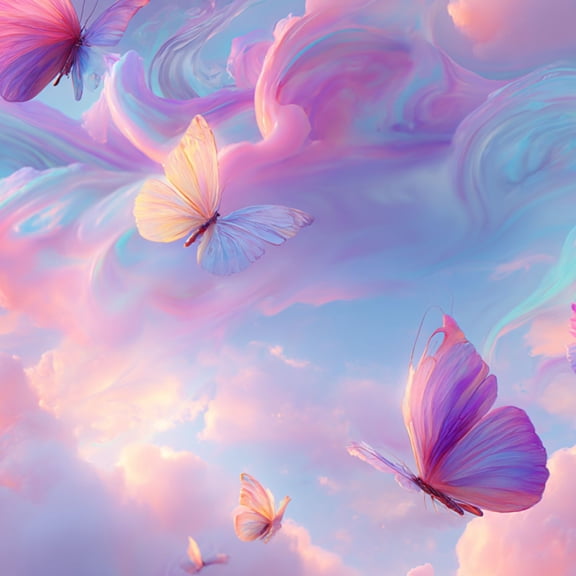 Boho Peel and Stick Wallpaper Magical Butterfly Fluttering Pastel Cloudscape Art Wall Mural 17.7in x 9.8ft Self Adhesive Removable Wall Paper Renter Friendly Wallpaper for Nursery Bedroom Cabinets