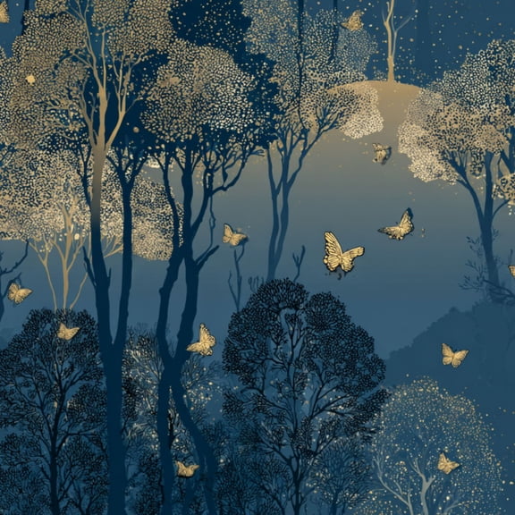 Boho Peel and Stick Wallpaper Magical Forest Art Golden Light Sparkling Dust Wall Mural 17.7in x 9.8ft Self Adhesive Removable Wall Paper Renter Friendly Wallpaper for Nursery Bedroom Cabinets