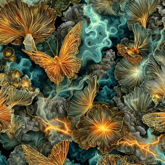 Boho Peel and Stick Wallpaper Magical Forest Landscape Glowing Fungi Butterflies Soft Light Wall Mural 23.6in x 9.8ft Self Adhesive Removable Wall Paper Renter Friendly Wallpaper for Nursery Bedroom