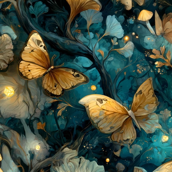 Boho Peel and Stick Wallpaper Magical Woodland Glowing Butterflies Radiant Mushrooms Wall Mural 17.7in x 9.8ft Self Adhesive Removable Wall Paper Renter Friendly Wallpaper for Nursery Bedroom