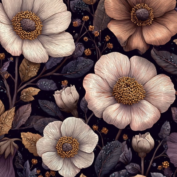 Boho Peel and Stick Wallpaper Moody Floral Design Delicate White Brown Flowers Ink Wall Mural 23.6in x 9.8ft Self Adhesive Flower Contact Paper Botanical Decor for Bathroom Vinyl