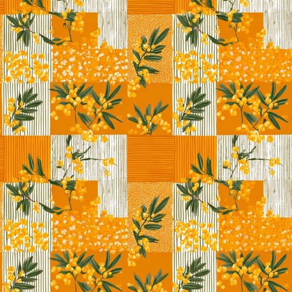 Boho Peel and Stick Wallpaper Mustard Yellow Floral Patchwork Green Leaves Wall Mural 23.6in x 9.8ft Self Adhesive Removable Wall Paper Renter Friendly Wallpaper for Bedroom Kitchen Farm