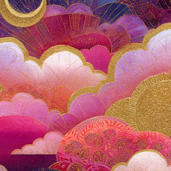 Boho Peel and Stick Wallpaper Mystical Sky Pink Sun Crescent Moon Golden Cloud Accents Wall Mural 17.7in x 9.8ft Self Adhesive Removable Wall Paper Contact Paper for Nursery Bedroom Cabinets