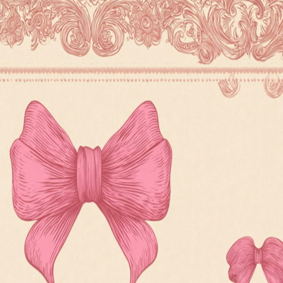 Boho Peel and Stick Wallpaper Pink Bow Ornate Floral Border Delicate Linework Contact Paper 23.6in x 9.8ft Wallpaper Removable Self Adhesive Wall Paper for Girls Bedroom Nursery Cabinets