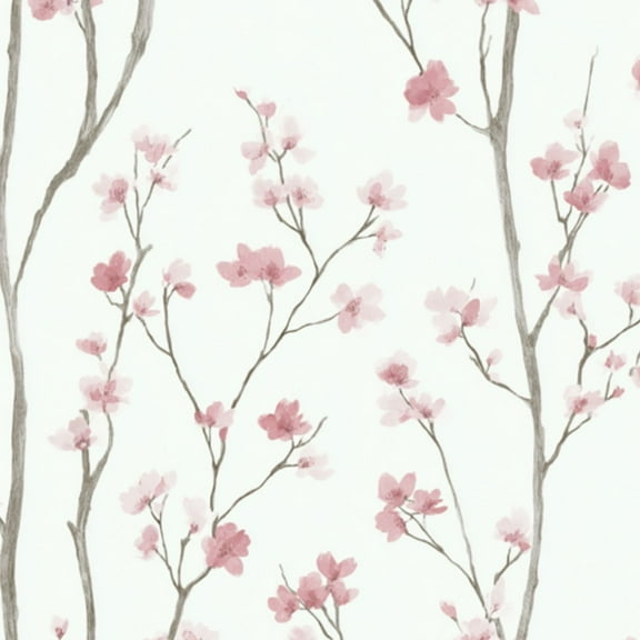 Boho Peel and Stick Wallpaper Pink Cherry Blossom Branches Watercolor Floral White Wall Mural 23.6in x 9.8ft Self Adhesive Removable Wall Paper Renter Friendly Wallpaper for Nursery Bedroom
