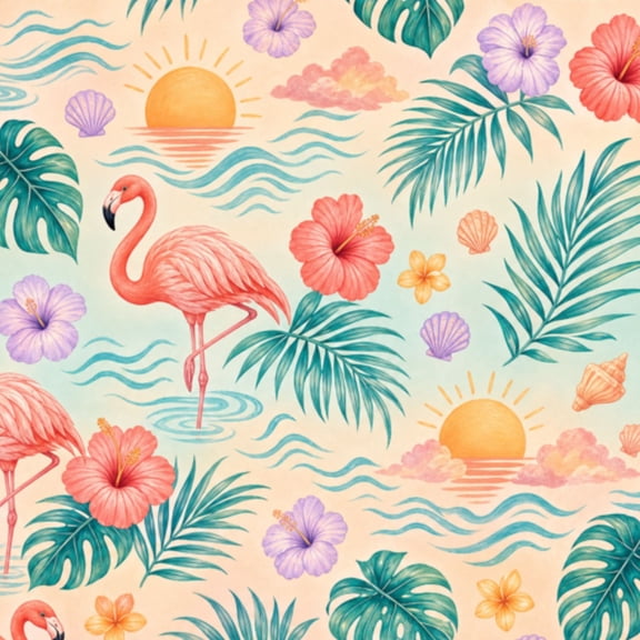 Boho Peel and Stick Wallpaper Pink Flamingo Tropical Beach Palm Trees Colorful Sunset Wall Mural 17.7in x 9.8ft Self Adhesive Removable Wall Paper Renter Friendly Wallpaper for Bedroom