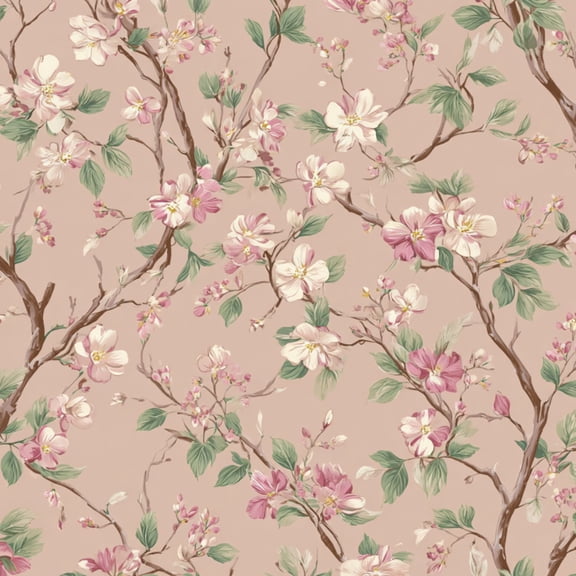 Boho Peel and Stick Wallpaper Pink White Floral Blossom Branch Soft Beige Wall Mural 23.6in x 9.8ft Self Adhesive Removable Wall Paper Renter Friendly Wallpaper for Bedroom Kitchen Farm