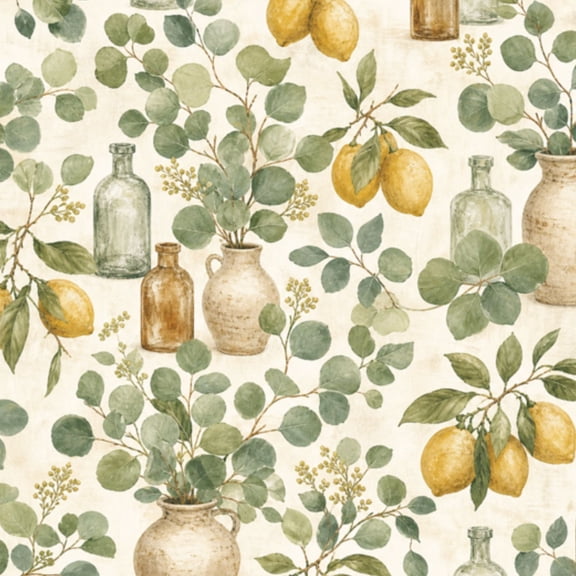 Boho Peel and Stick Wallpaper Rustic Green Bottles Eucalyptus Branches Lemons Wooden Table Wall Mural 23.6in x 9.8ft Self Adhesive Removable Wall Paper Renter Friendly Wallpaper for Bedroom