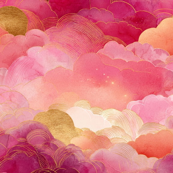 Boho Peel and Stick Wallpaper Serene Pink Gold Clouds Under Magical Crescent Moon Wall Mural 17.7in x 9.8ft Self Adhesive Removable Wall Paper Contact Paper for Nursery Bedroom Cabinets