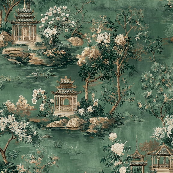 Boho Peel and Stick Wallpaper Traditional Chinese Landscape Pavilions Rocks Wall Mural 17.7in x 9.8ft Self Adhesive Removable Wall Paper Renter Friendly Wallpaper for Bedroom Kitchen Farm