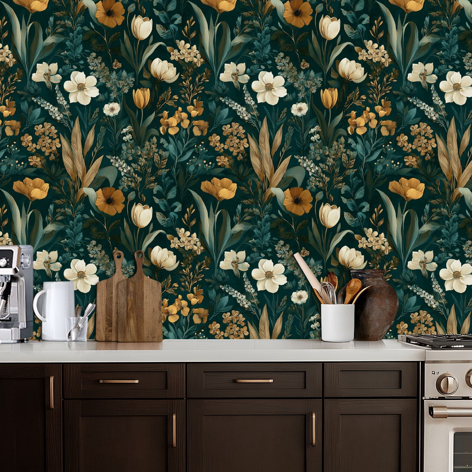 Boho Peel and Stick Wallpaper Vintage Floral Botanical Harmonious Earth Tones Contact Paper 17.7in x 9.8ft Wallpaper Removable Self Adhesive Wall Paper for Bedroom Nursery