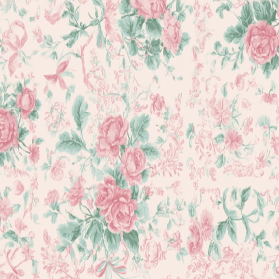 Boho Peel and Stick Wallpaper Vintage Floral Rose Pink Green Details Soft Cream Contact Paper 17.7in x 9.8ft Wallpaper Removable Self Adhesive Wall Paper for Girls Bedroom Nursery Cabinets